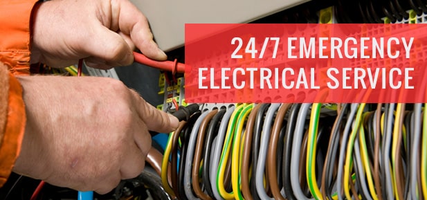 Banner about 24/7 emergency electrical services that represents the blog "emergency electrical services".